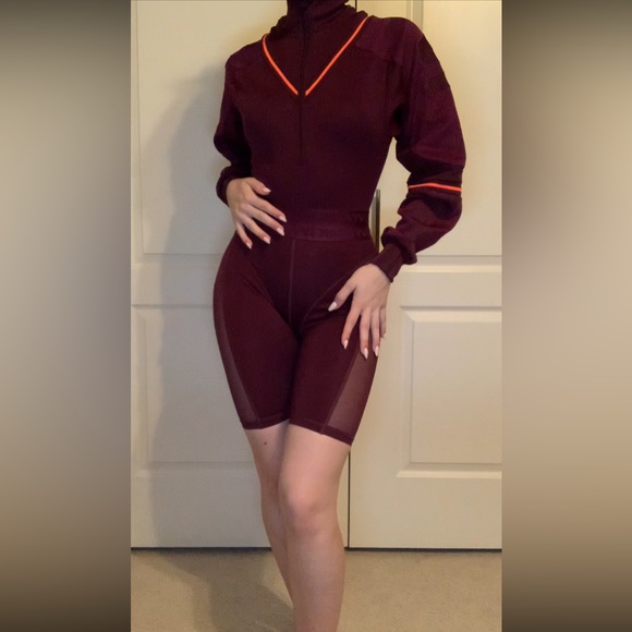 Ivy park maroon set- biker short/body suit - Picture 2 of 6